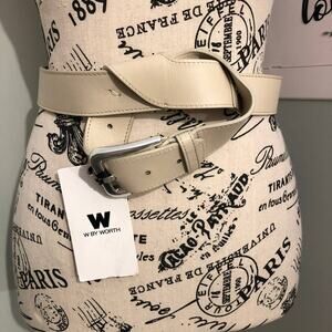 W by Worth Knot Belt Taupe Medium Leather Boho NWT